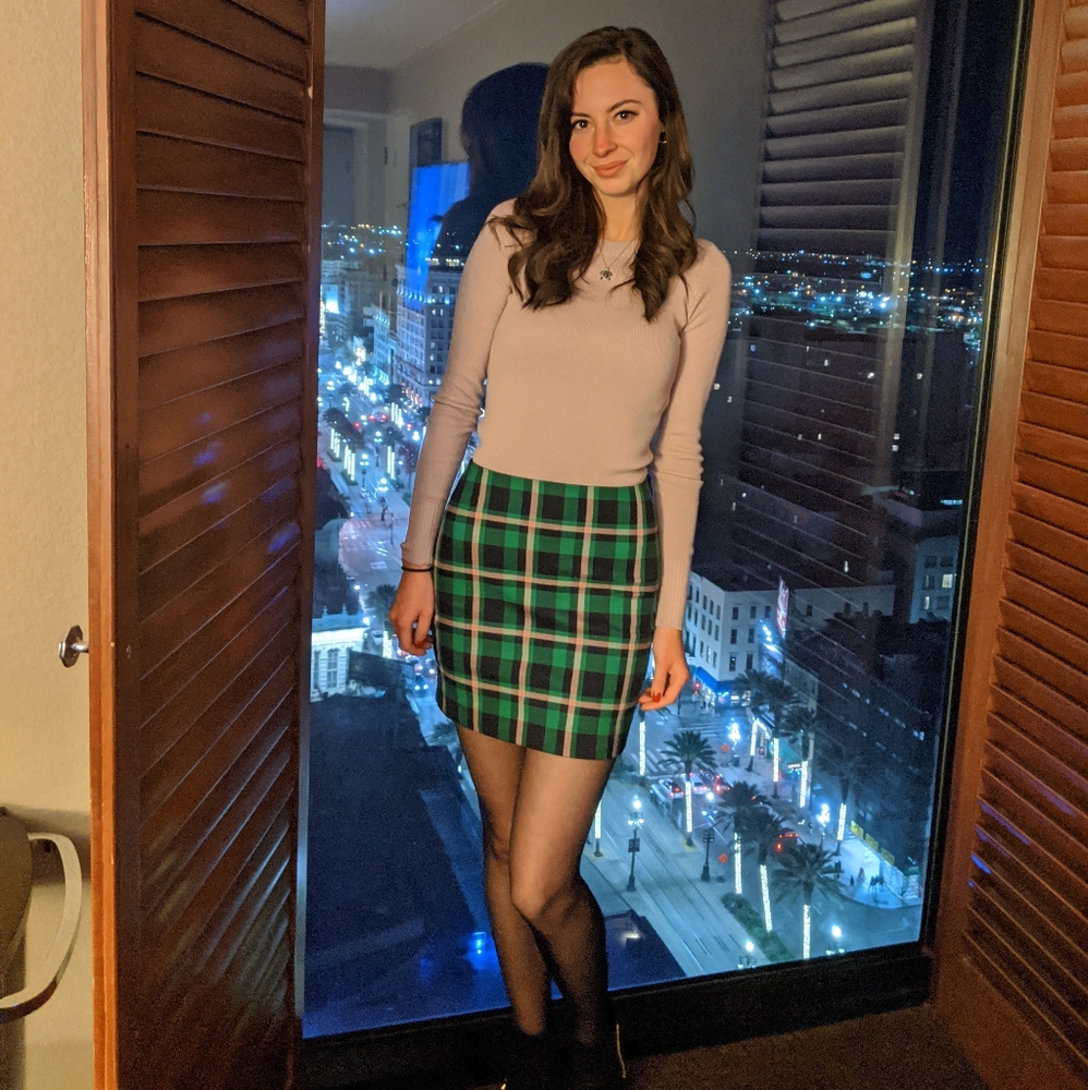 Express Green Plaid Mini skirt